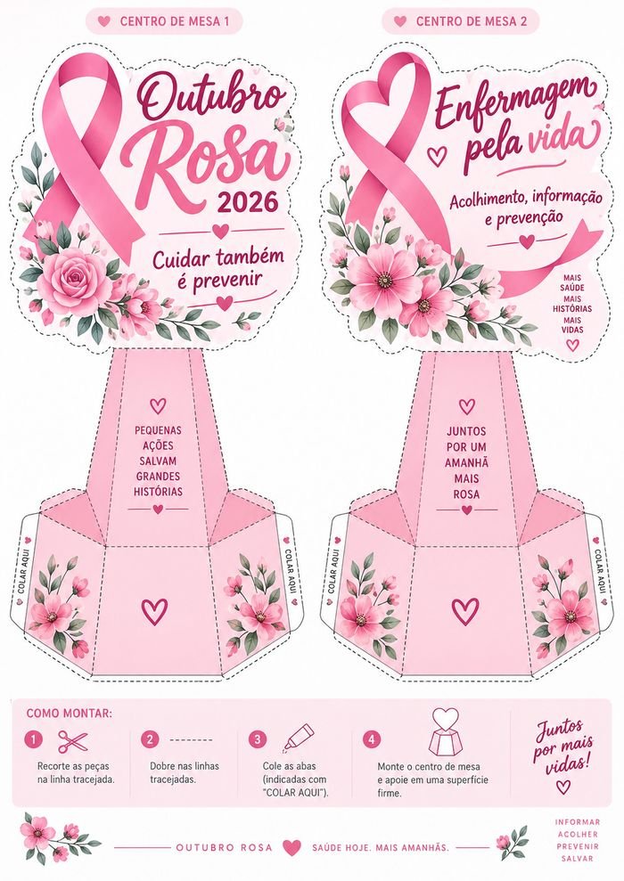 Centros de mesa de Outubro Rosa para decorar a mesa da acao
