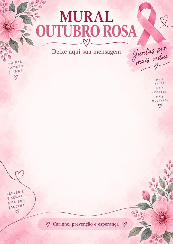 Elementos para montar o mural de Outubro Rosa da unidade