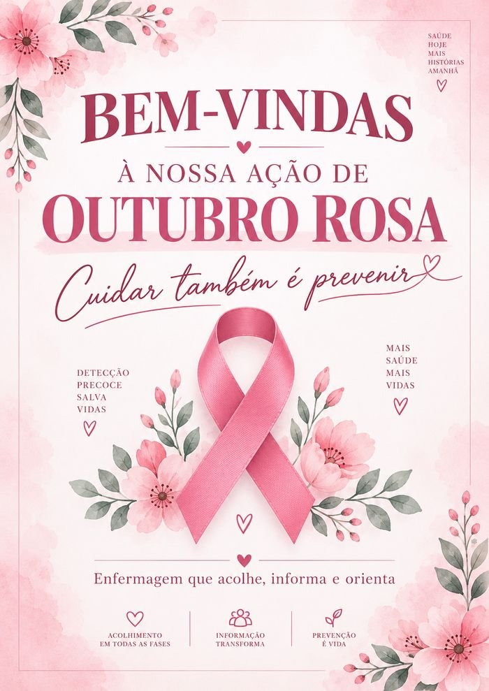 Cartaz de boas-vindas para receber as participantes na acao